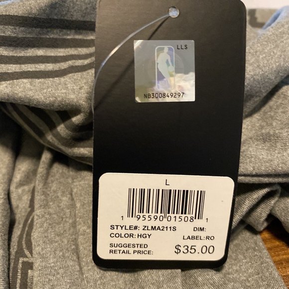 NWT NBA Mens Gray Spell Out Word/Logo Long Sleeve Crew Neck T Shirt Size Large L - Picture 15 of 15
